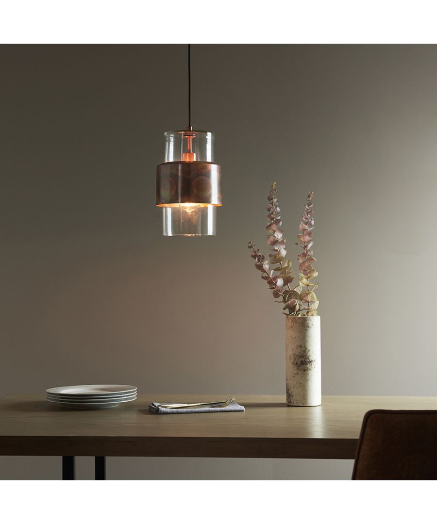 Merano Palermo Copper Patina and Clear Glass Pendant Ceiling Light - image 2
