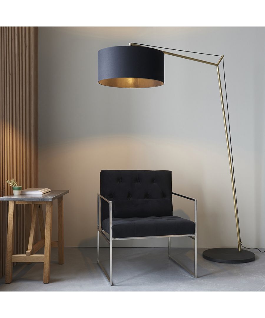Merano Ravenna Black Cotton Fabric Shade Matt Brass Plate Floor Lamp - image 2