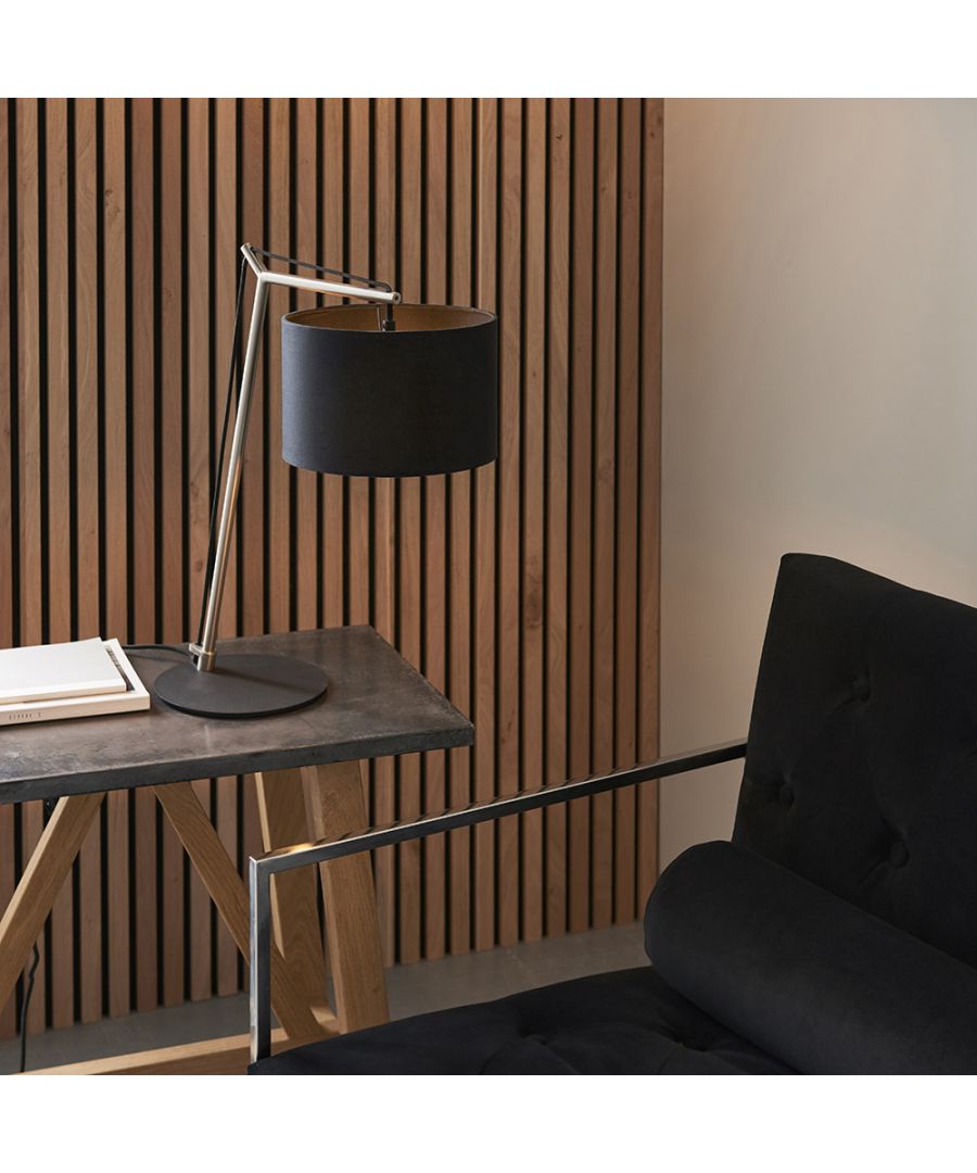 Merano Ravenna Black Cotton Fabric Shade Matt Nickel Plate Table Lamp - image 2