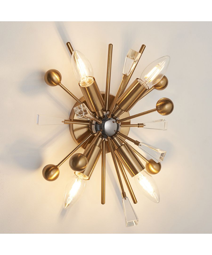 Merano Taormina Clear Glass Aged Brass and Black 4 Light Wall Lamp - image 2