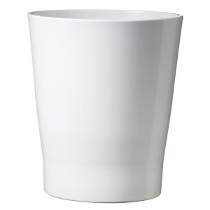 Glossy white ceramic pot with a tapered design, measuring 13.5 cm in height, ideal for displaying orchids or other small plants.