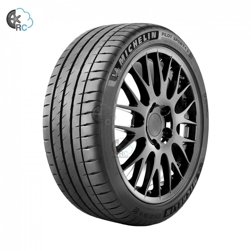 Black Michelin Pilot Sport 4 S summer tyre with a 245/35 R20 size, featuring a sleek tread pattern and glossy black alloy rim, designed for high-performance passenger cars.