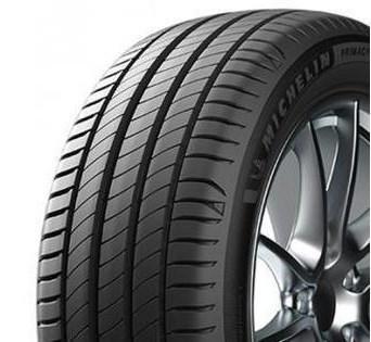 Michelin Primacy 4 tire in size 215/50 R18 92W AO, featuring a sleek black rubber surface with a tread pattern designed for enhanced grip and performance, suitable for electric vehicles.