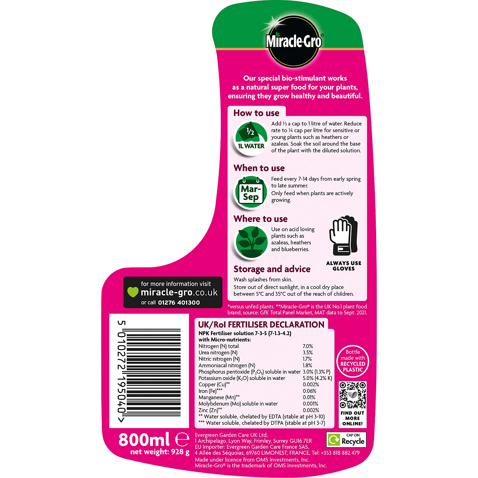 Miracle-Gro Ericaceous Concentrated Liquid Plant Food 800ml - image 4