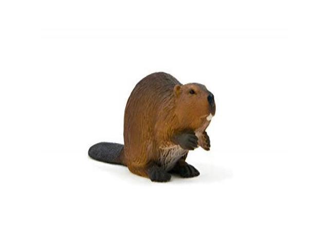 Realistic beaver figurine with a brown textured body, white teeth, and a flat tail, crafted from durable plastic for wildlife enthusiasts and collectors.