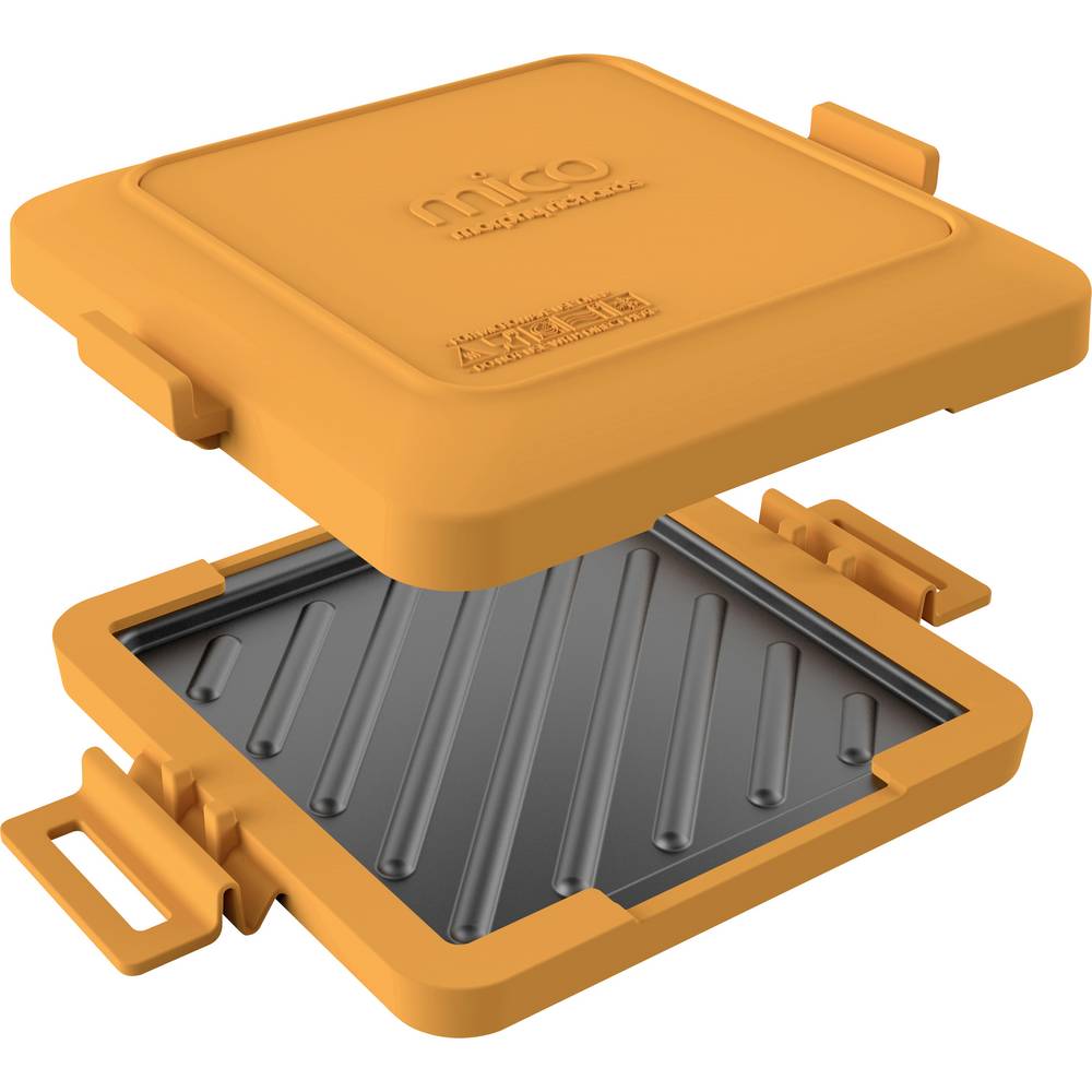 Orange Morphy Richards Mico Microwave Toastie Maker featuring a textured non-stick interior and ergonomic handles for easy use and storage.