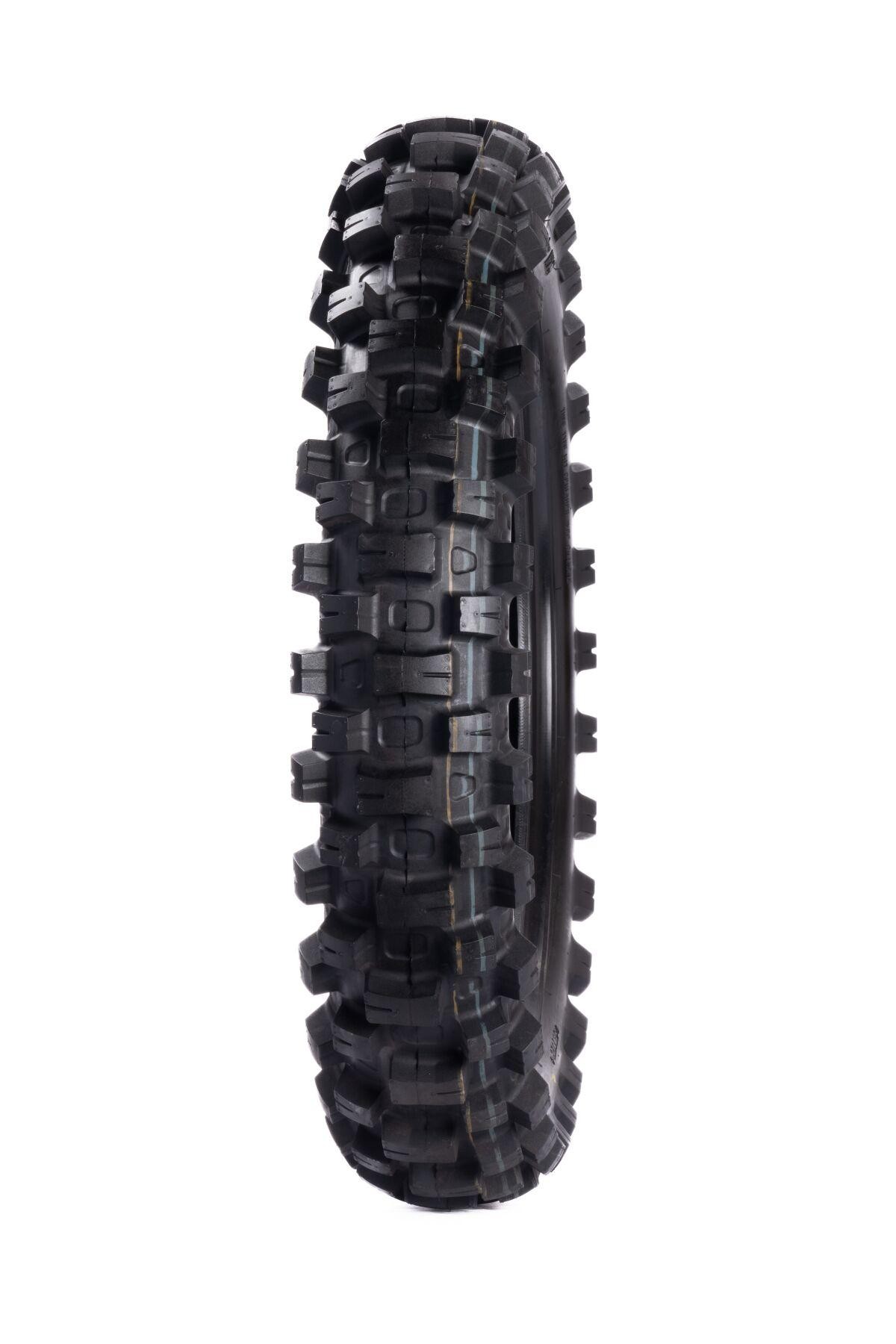 Black MotoZ Terrapactor MXS rear tyre, size 120/90-19, featuring a rugged tread pattern designed for off-road performance and durability.