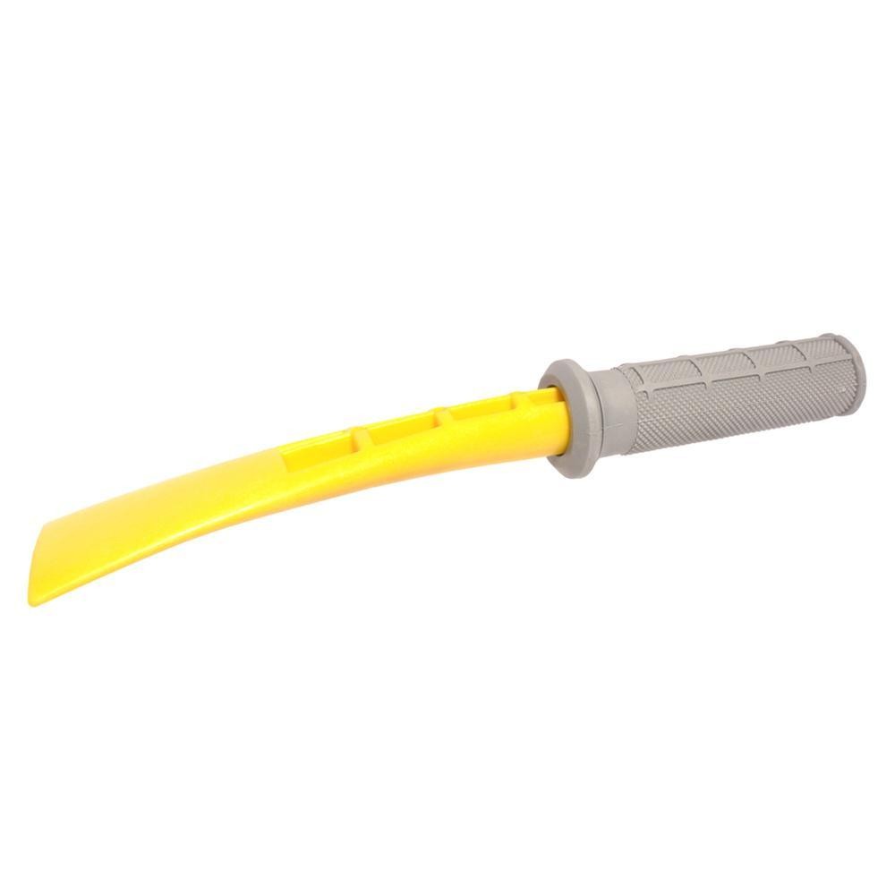Apico Mud Scraper features a bright yellow curved blade and a textured gray rubber grip for enhanced handling and control.