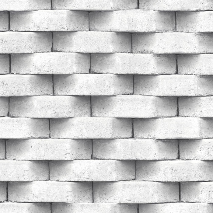 Textured white wallpaper featuring a diagonal brick pattern, designed to resemble real bricks, with a smooth finish and a modern aesthetic.