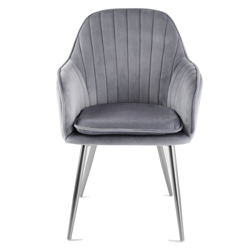 Muse Grey Velvet Accent Chair with Silver Legs Set of 2 - image 2