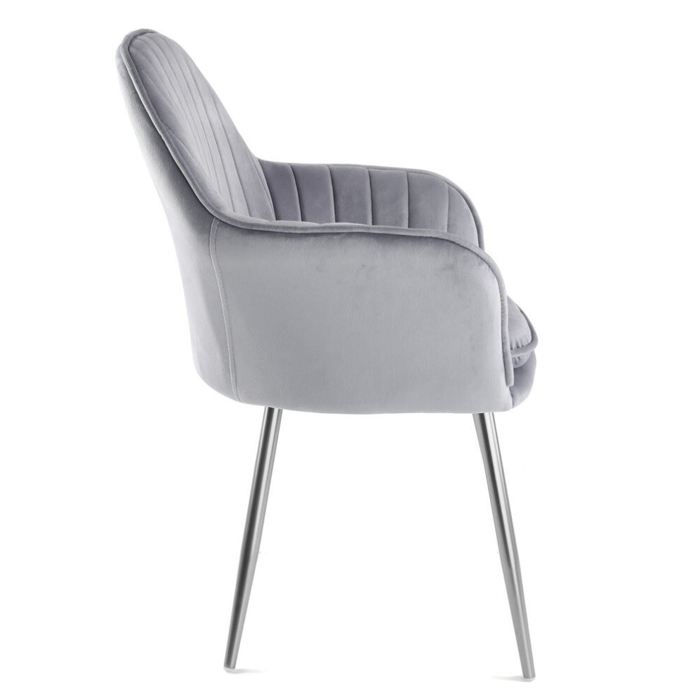 Muse Grey Velvet Accent Chair with Silver Legs Set of 2 - image 3