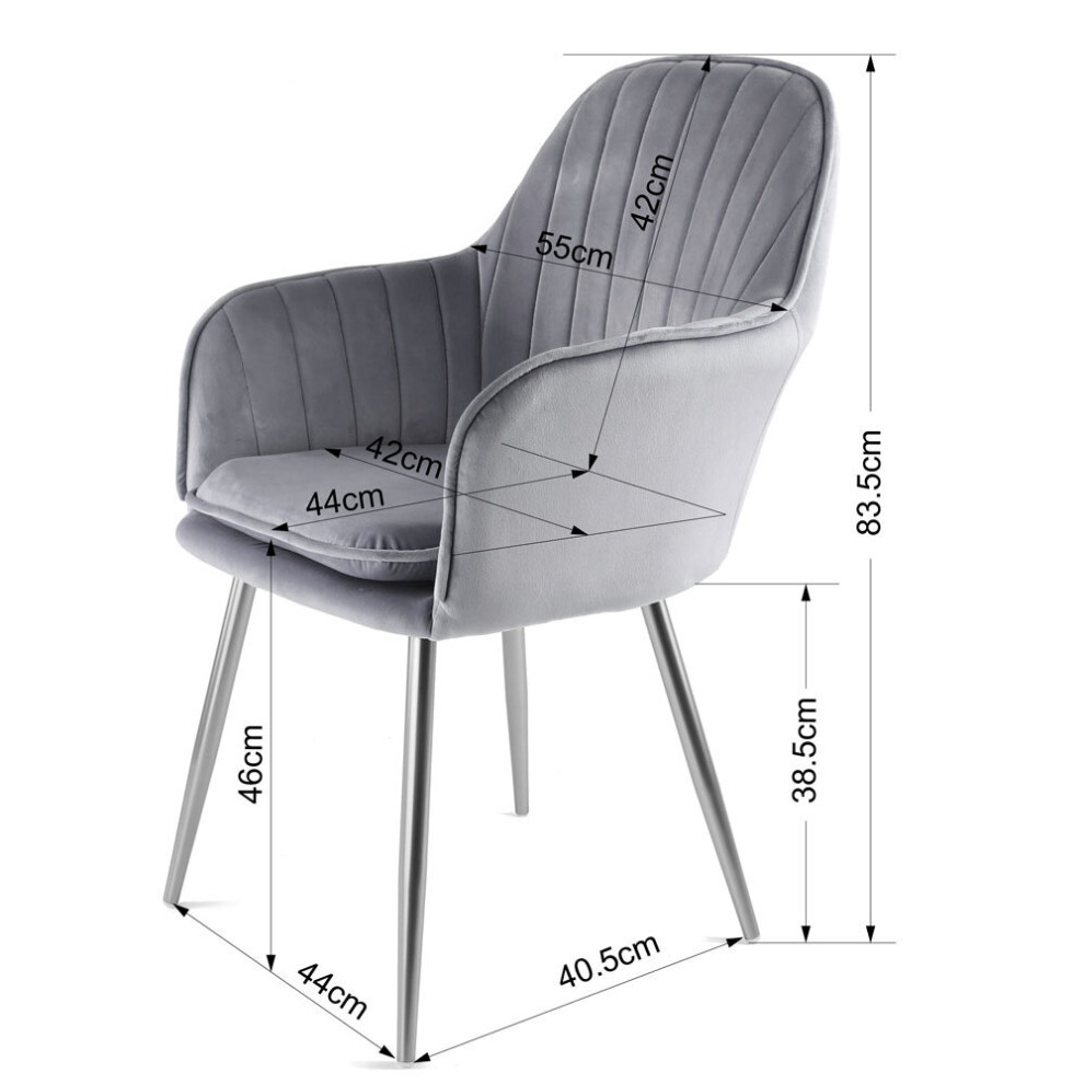 Muse Grey Velvet Accent Chair with Silver Legs Set of 2 - image 4