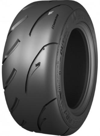 Black semi-slick tire with aggressive tread pattern, labeled "Nankang Sportnex AR-1," size 245/35 ZR19, designed for competition use only, featuring reinforced sidewalls.