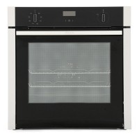 Neff B4ACF1AN0B CircoTherm oven features a sleek black glass front, stainless steel trim, LCD display, and a rotating handle with six cooking functions.
