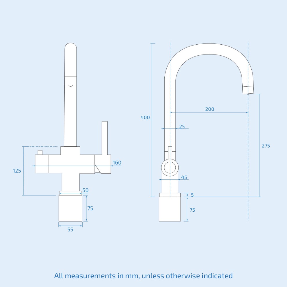 Nes Home Bridge 3 In 1 Round Instant Boiling Water Kitchen Tap with Heating Tank Chrome - image 3