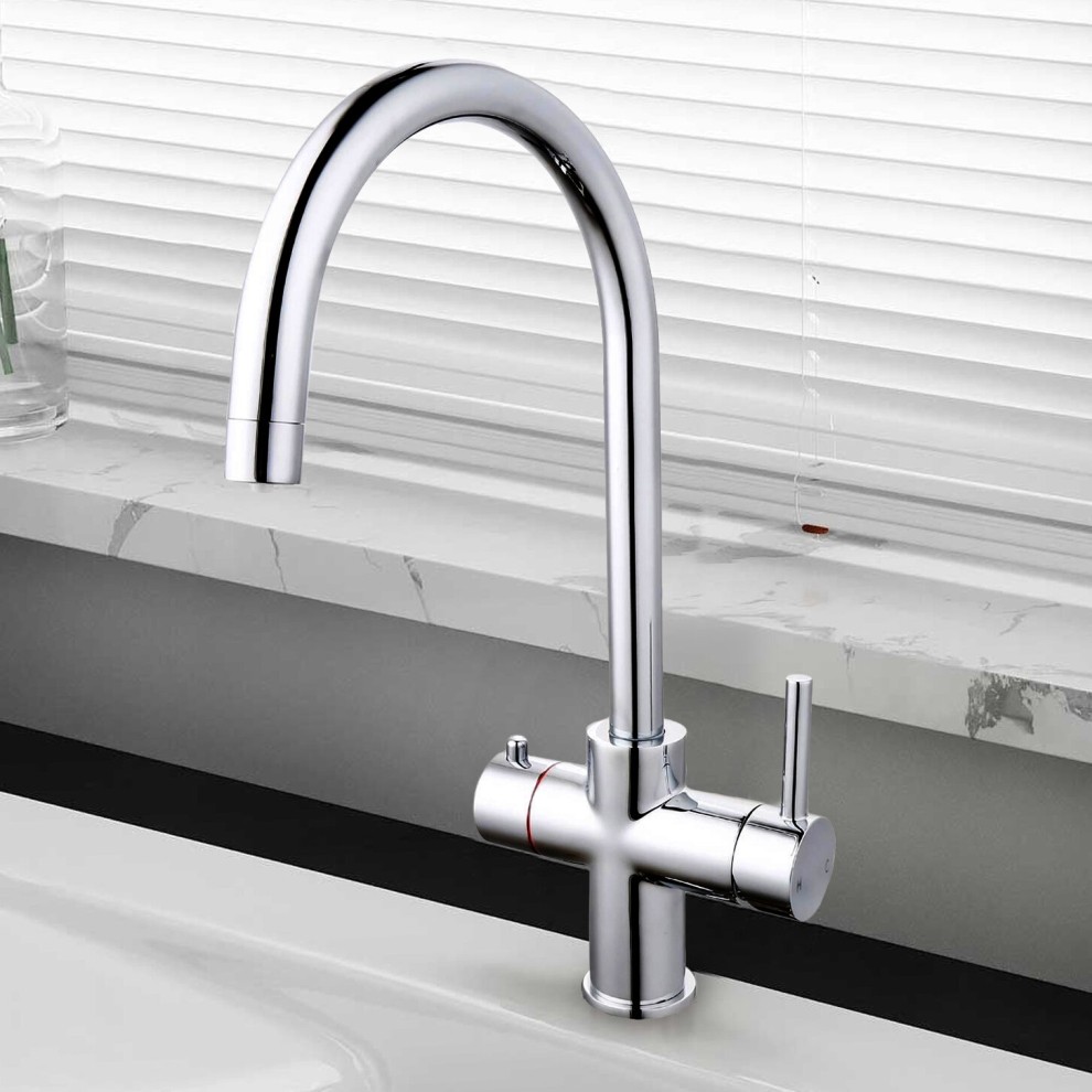 Nes Home Bridge 3 In 1 Round Instant Boiling Water Kitchen Tap with Heating Tank Chrome - image 4