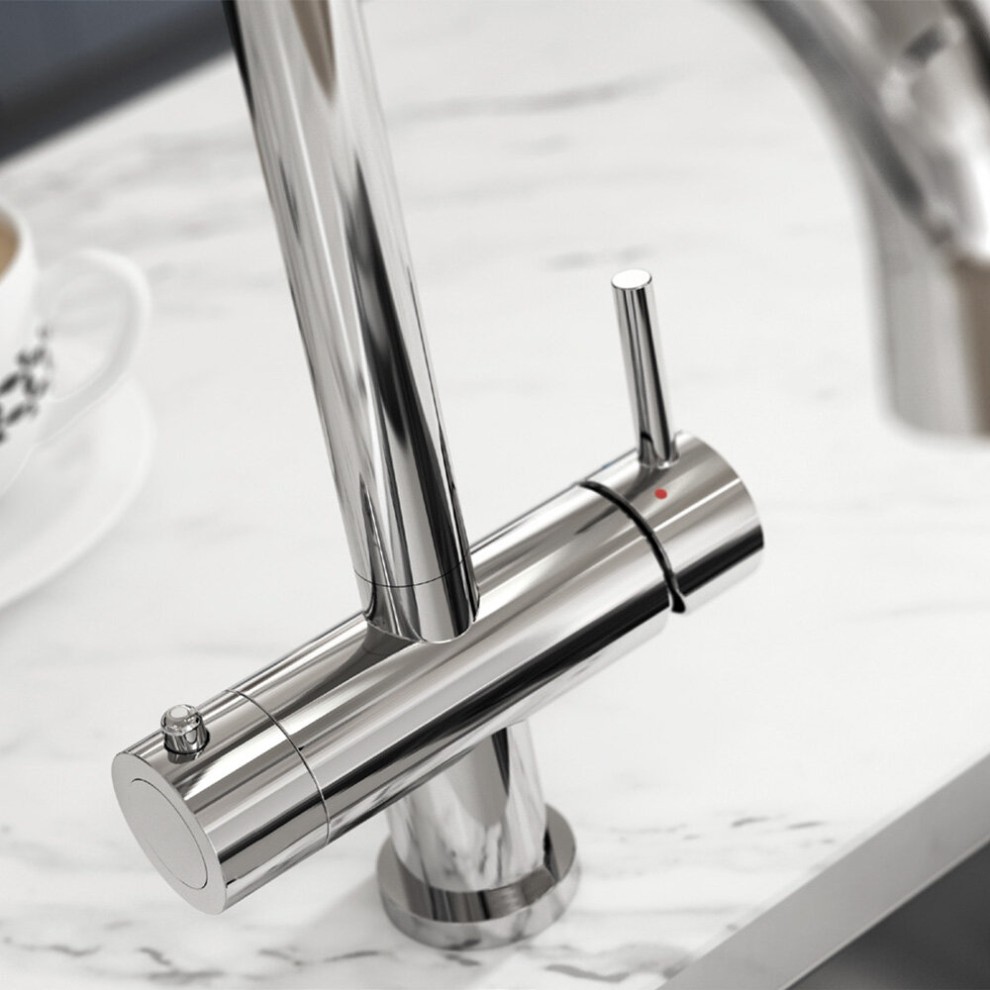 Nes Home Bridge 3 In 1 Square Instant Boiling Water Kitchen Tap with Heating Tank Chrome - image 4
