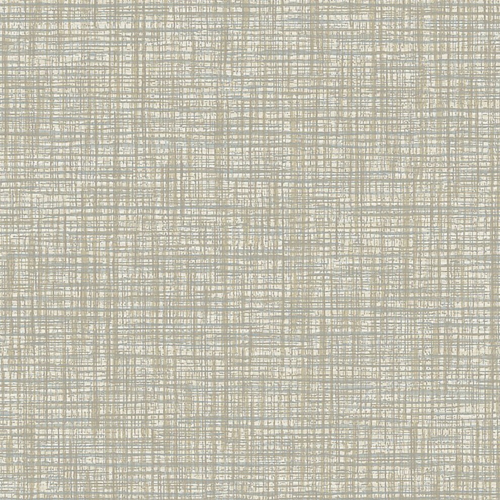 Textured neutral wallpaper featuring a grasscloth design in shades of brown and beige, showcasing a woven pattern for a natural, sophisticated look.