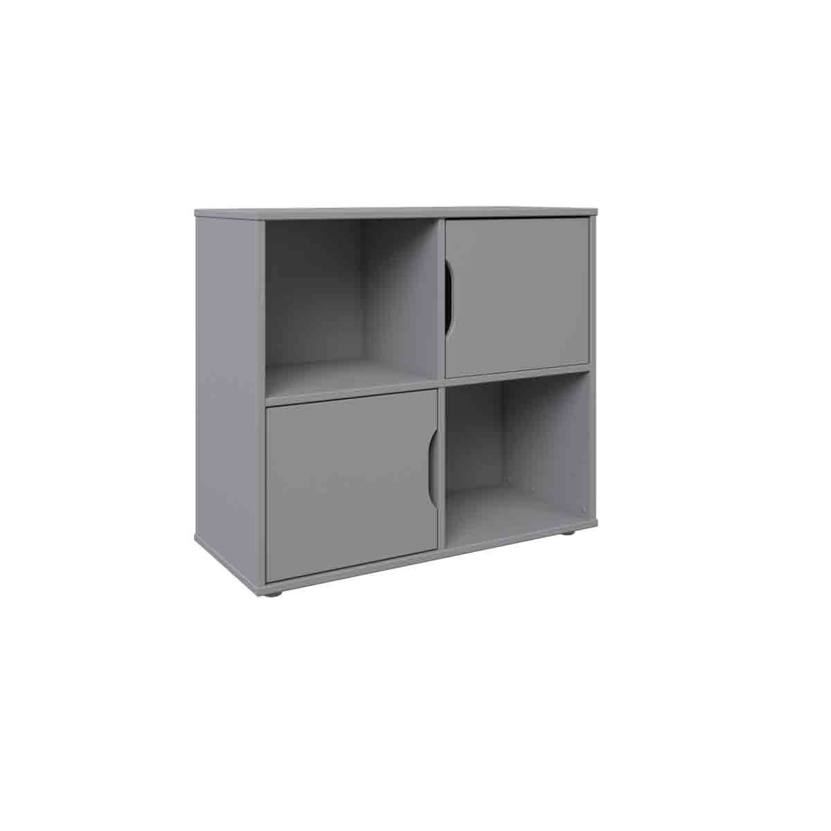 MIDI Craft Cabin in grey features a minimalist design with two open shelves and two closed compartments, made of durable material for versatile storage.