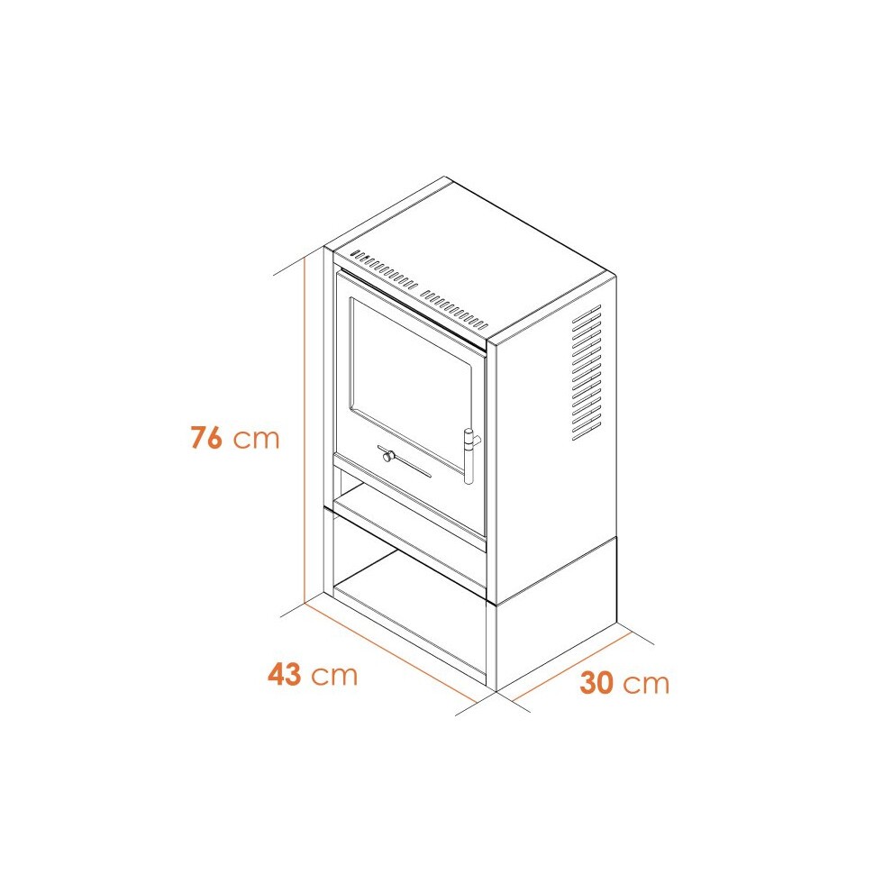 OKO S1 Charcoal Grey Bio Ethanol Stove with Log Storage and Angled Stove Pipe - image 3