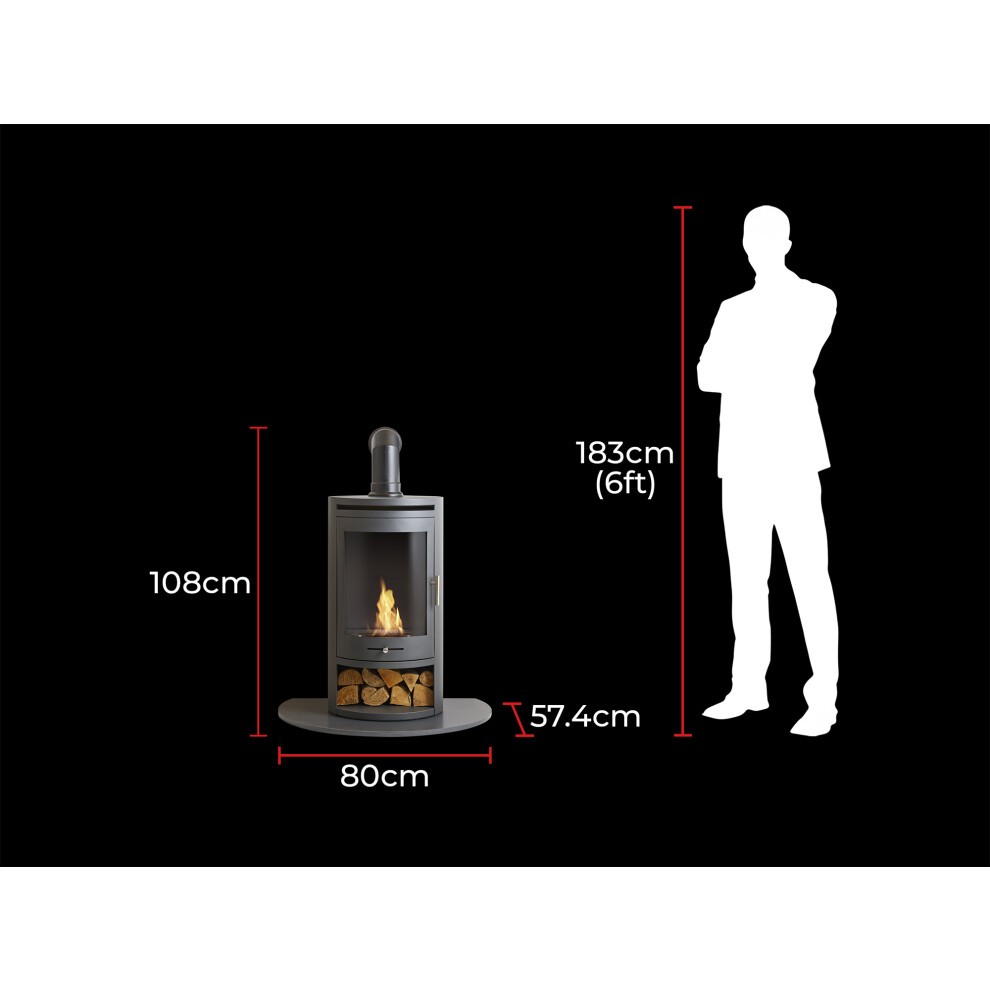 OKO S5 Charcoal Grey Bio Ethanol Cylinder Stove with Angled Stove Pipe and Truncated Hearth - image 3