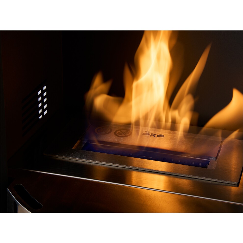 OKO S5 Charcoal Grey Bio Ethanol Cylinder Stove with Angled Stove Pipe and Truncated Hearth - image 4