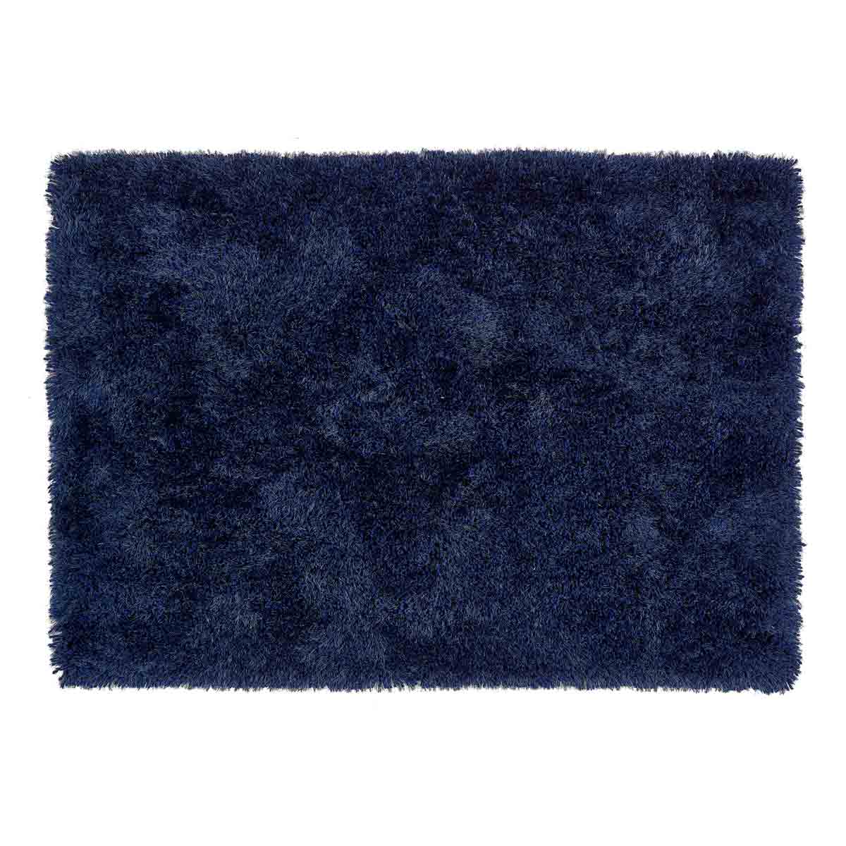 Soft, plush rug in deep blue color, featuring a shaggy texture, measuring 160x230 cm, ideal for adding warmth and style to any room.
