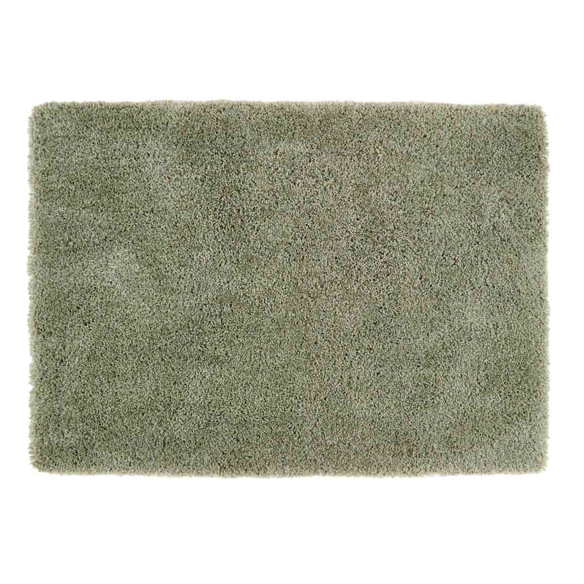 Sage green rectangular rug measuring 140x200 cm, featuring a soft, plush texture with a subtle, muted color tone, ideal for adding warmth to any space.