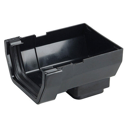 Wavin Osma SquareLine Stopend Outlet in black, made of durable plastic, features a square design with a 100mm outlet for efficient drainage.