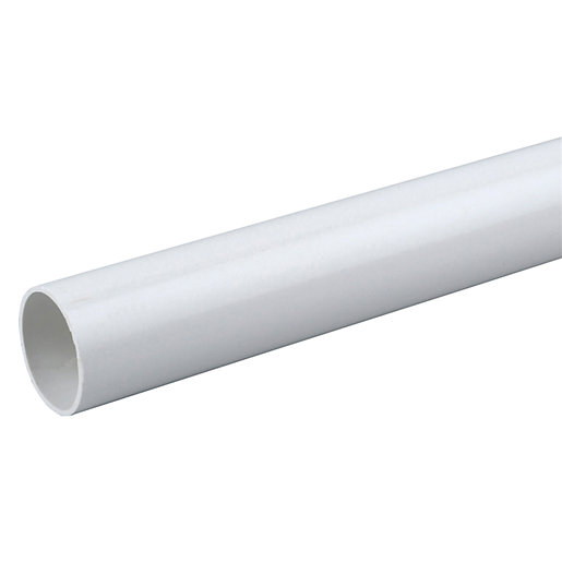 Plain ended white PVC pipe, 32mm in diameter, featuring a smooth surface and durable construction, suitable for solvent welding applications.