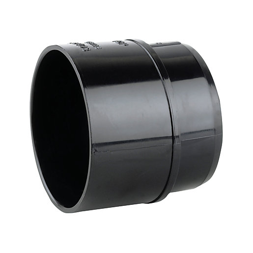 Black OsmaSoil 2S403B ring seal weld boss adaptor, measuring 50mm x 110mm, featuring a smooth, durable plastic surface and a secure sealing edge for reliable connections.