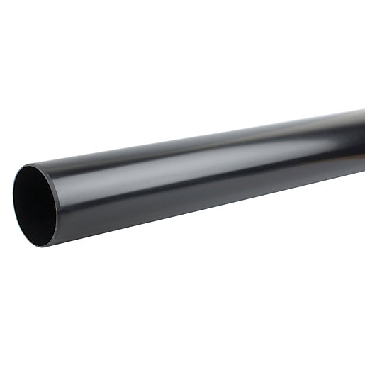 Plain ended black pipe, 110mm in diameter, made from durable material, featuring a smooth, glossy finish and a straight design for easy installation.