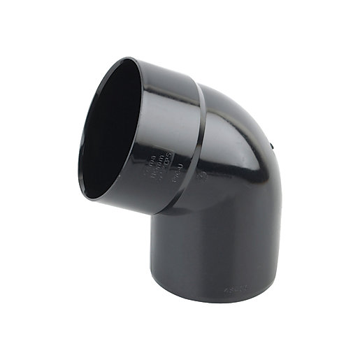 Black plastic ring seal offset bend with a 67.5-degree angle and a 110mm diameter, designed for plumbing applications.