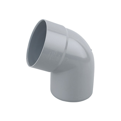 Grey PVC ring seal offset bend, 67.5 degrees, 110mm diameter, featuring smooth edges and a durable finish, designed for efficient drainage and plumbing applications.