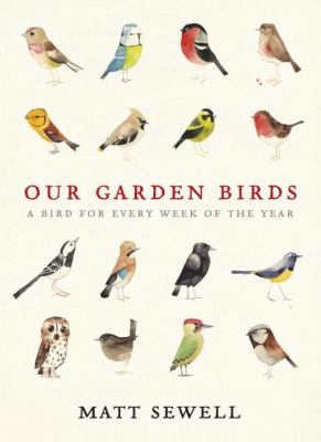 A collection of illustrated birds in various colors, including yellow, blue, and red, arranged in a grid format, with the title "OUR GARDEN BIRDS" prominently displayed at the bottom.