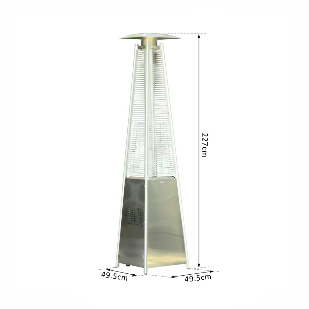 Outsunny 10.5KW Stainless Steel Outdoor Pyramid Propane Gas Real Flame Heater Rain Cover Silver - image 2