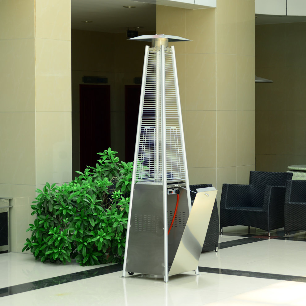 Outsunny 10.5KW Stainless Steel Outdoor Pyramid Propane Gas Real Flame Heater Rain Cover Silver - image 3