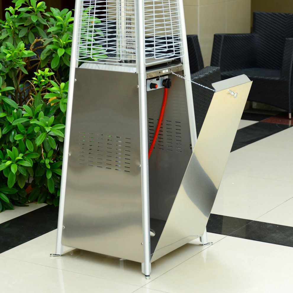 Outsunny 10.5KW Stainless Steel Outdoor Pyramid Propane Gas Real Flame Heater Rain Cover Silver - image 5