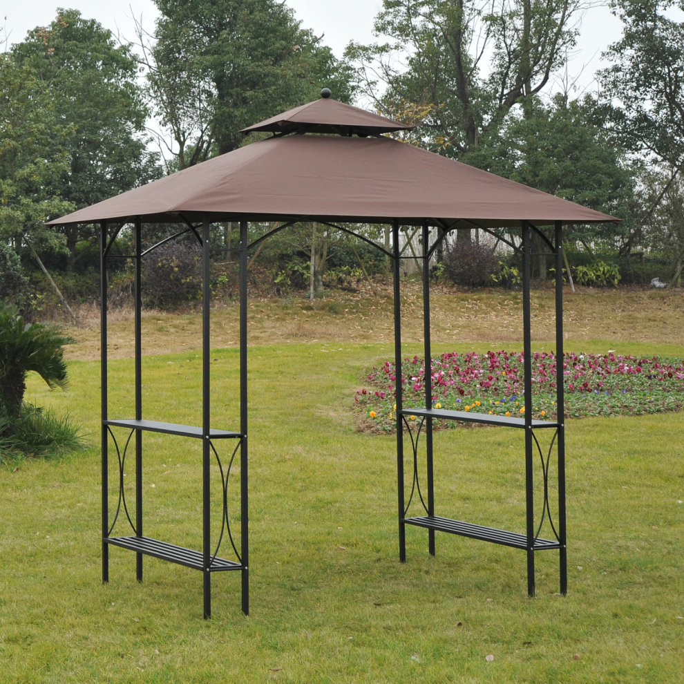 Outsunny BBQ Tent Canopy Gazebo with Side Tables - Coffee - image 5