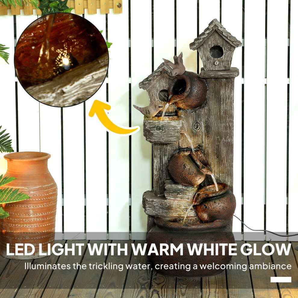 Outsunny 2 in 1 Resin Outdoor Waterfall Fountain with Birdhouse - image 4