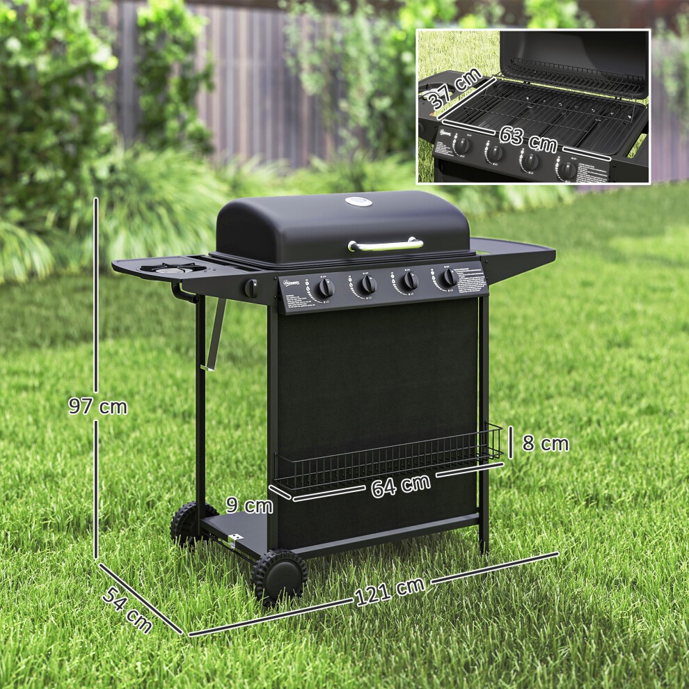 Outsunny 5 Burner Black Gas Barbecue Grill with Lid - image 2