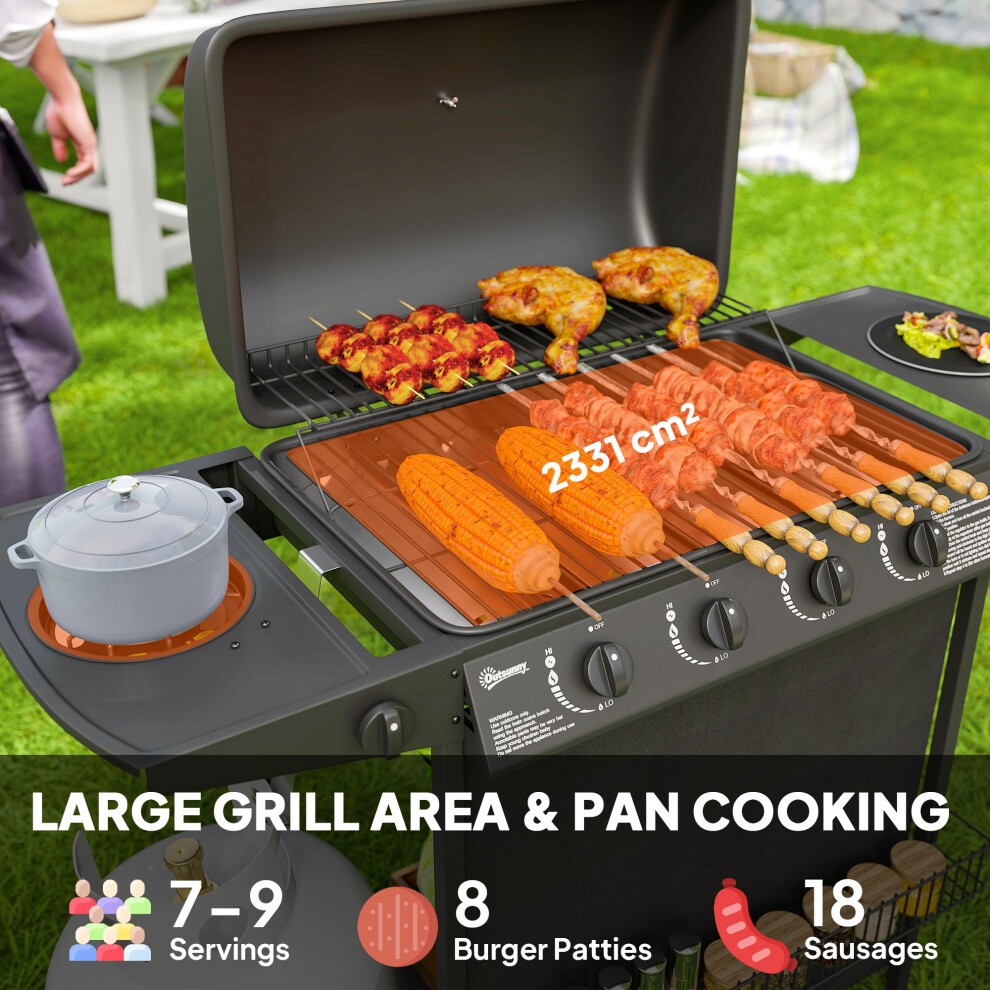 Outsunny 5 Burner Black Gas Barbecue Grill with Lid - image 3