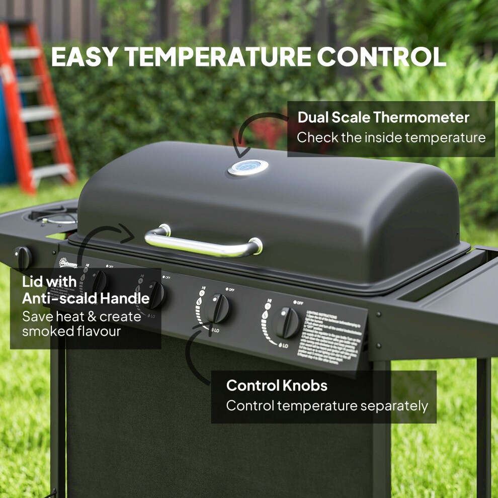 Outsunny 5 Burner Black Gas Barbecue Grill with Lid - image 4