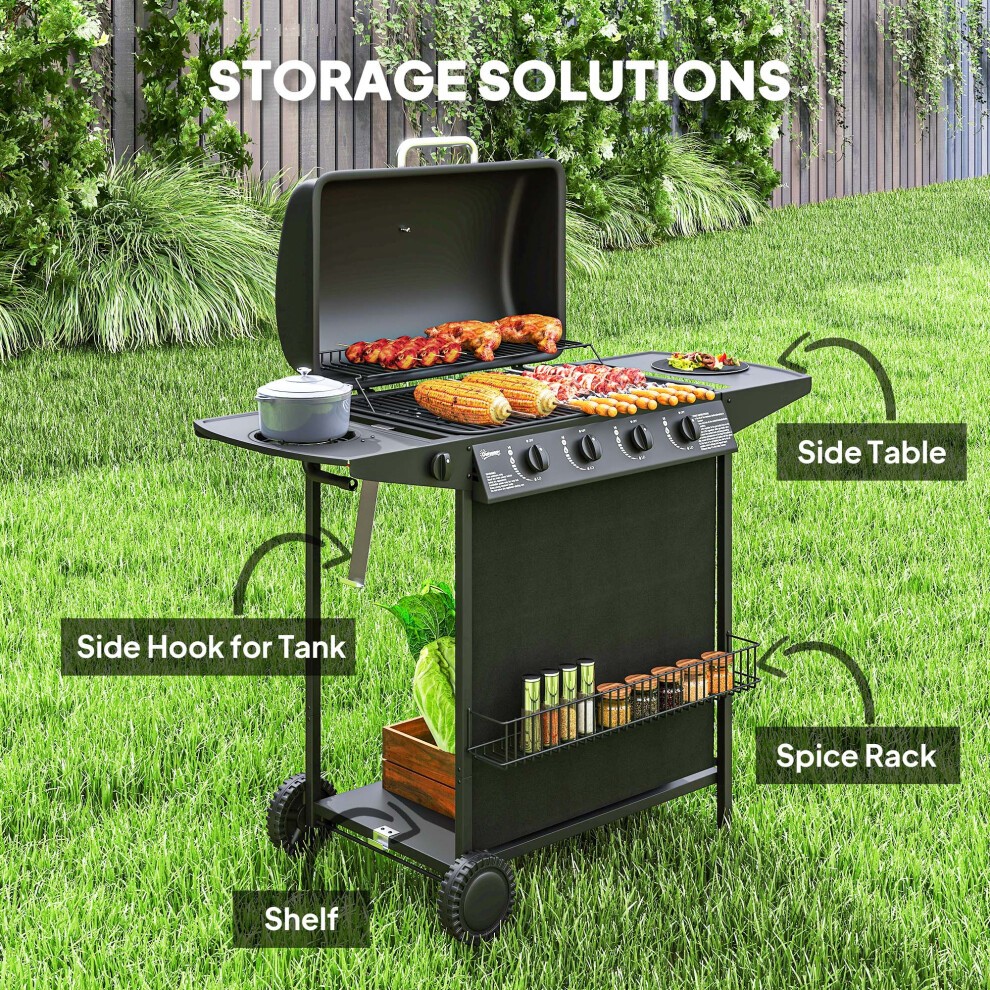 Outsunny 5 Burner Black Gas Barbecue Grill with Lid - image 5