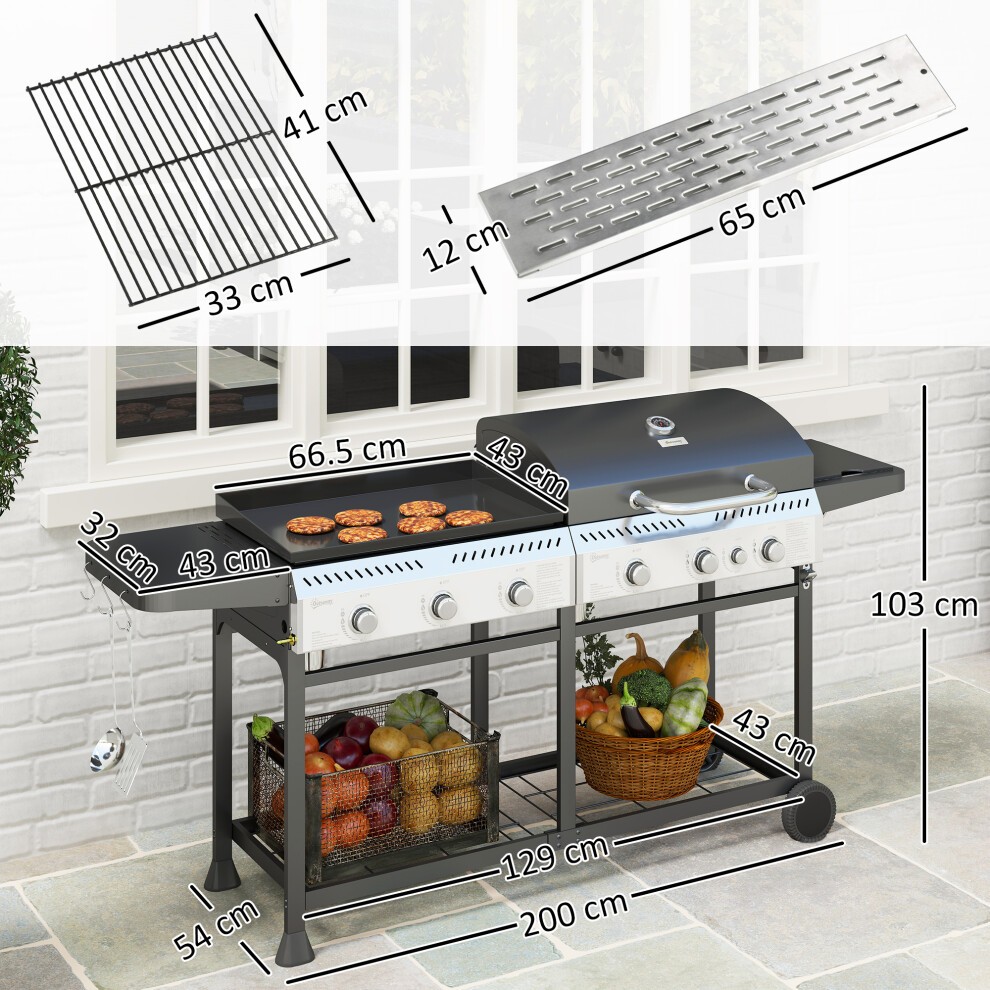 Outsunny 6+1 Burner Gas Grill and Plancha - image 2