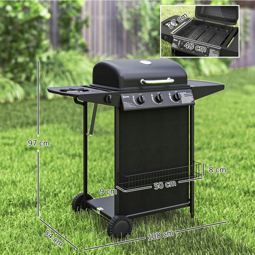 Outsunny Black 4 Burner Gas Barbecue Gas Grill with Lid - image 2