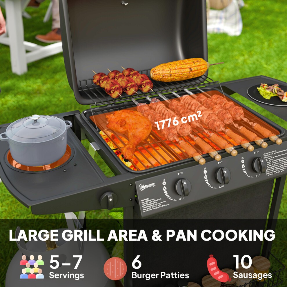 Outsunny Black 4 Burner Gas Barbecue Gas Grill with Lid - image 3