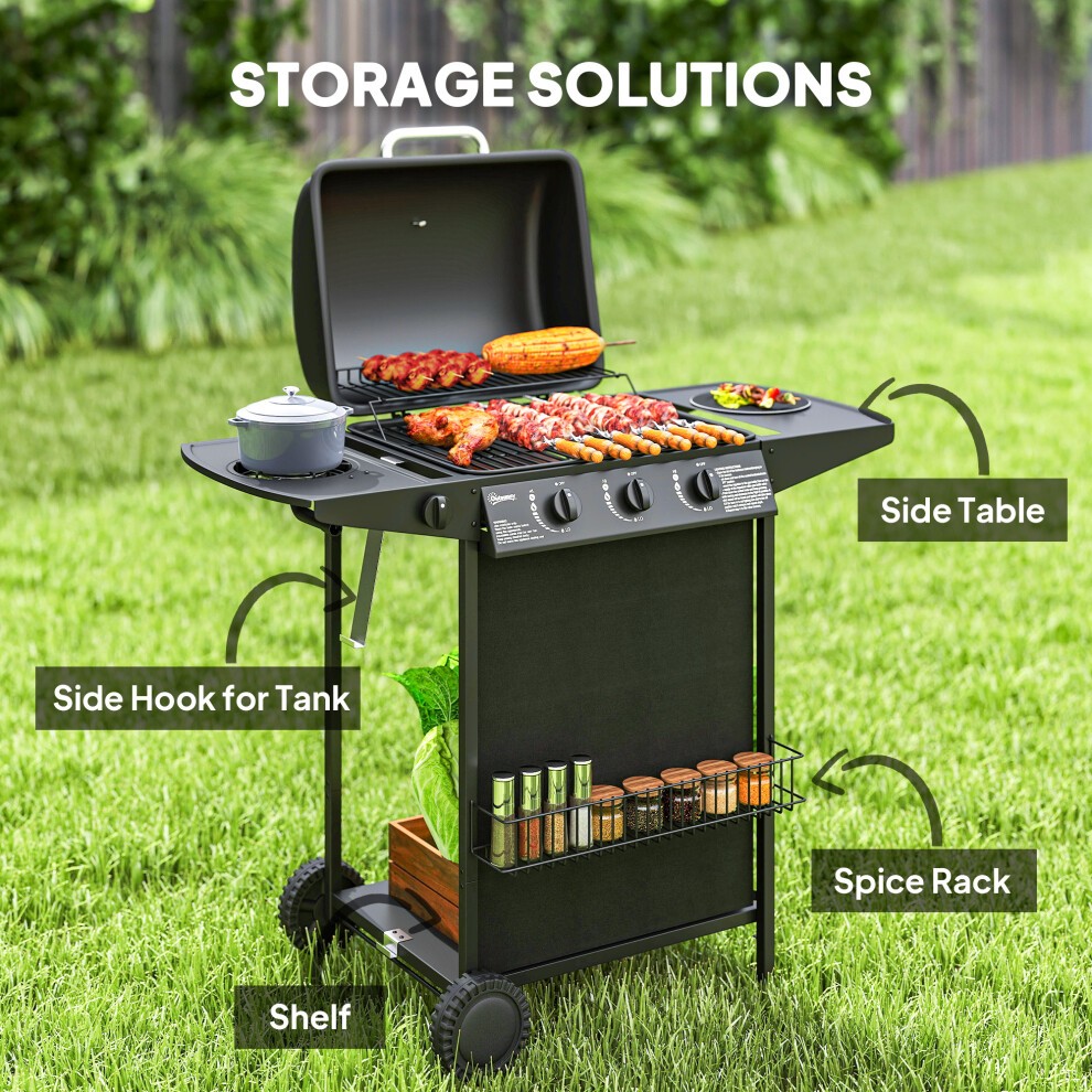 Outsunny Black 4 Burner Gas Barbecue Gas Grill with Lid - image 5