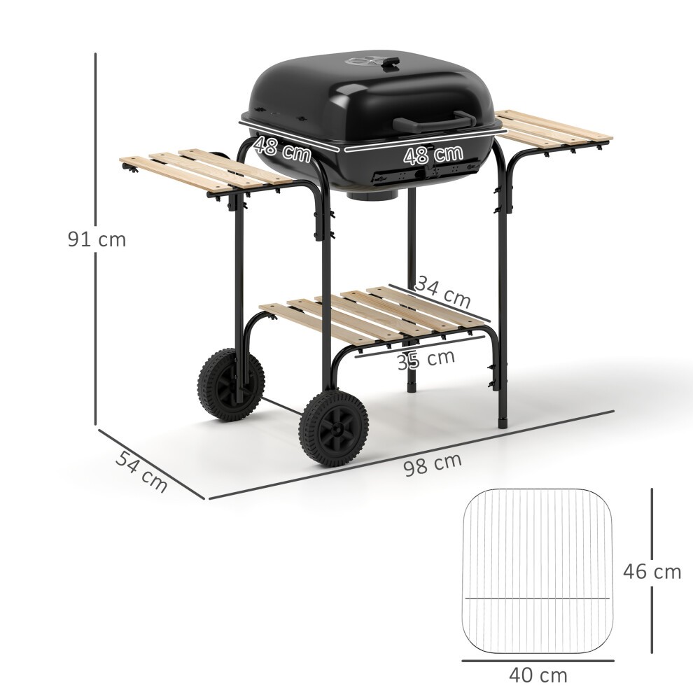 Outsunny Black Charcoal Barbecue Grill with Lockable Lid and Vent - image 2