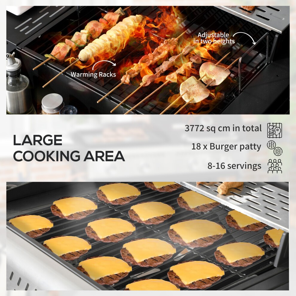 Outsunny Black Dual Fuel Barbecue Grill with Wheel and Warming Rack - image 4